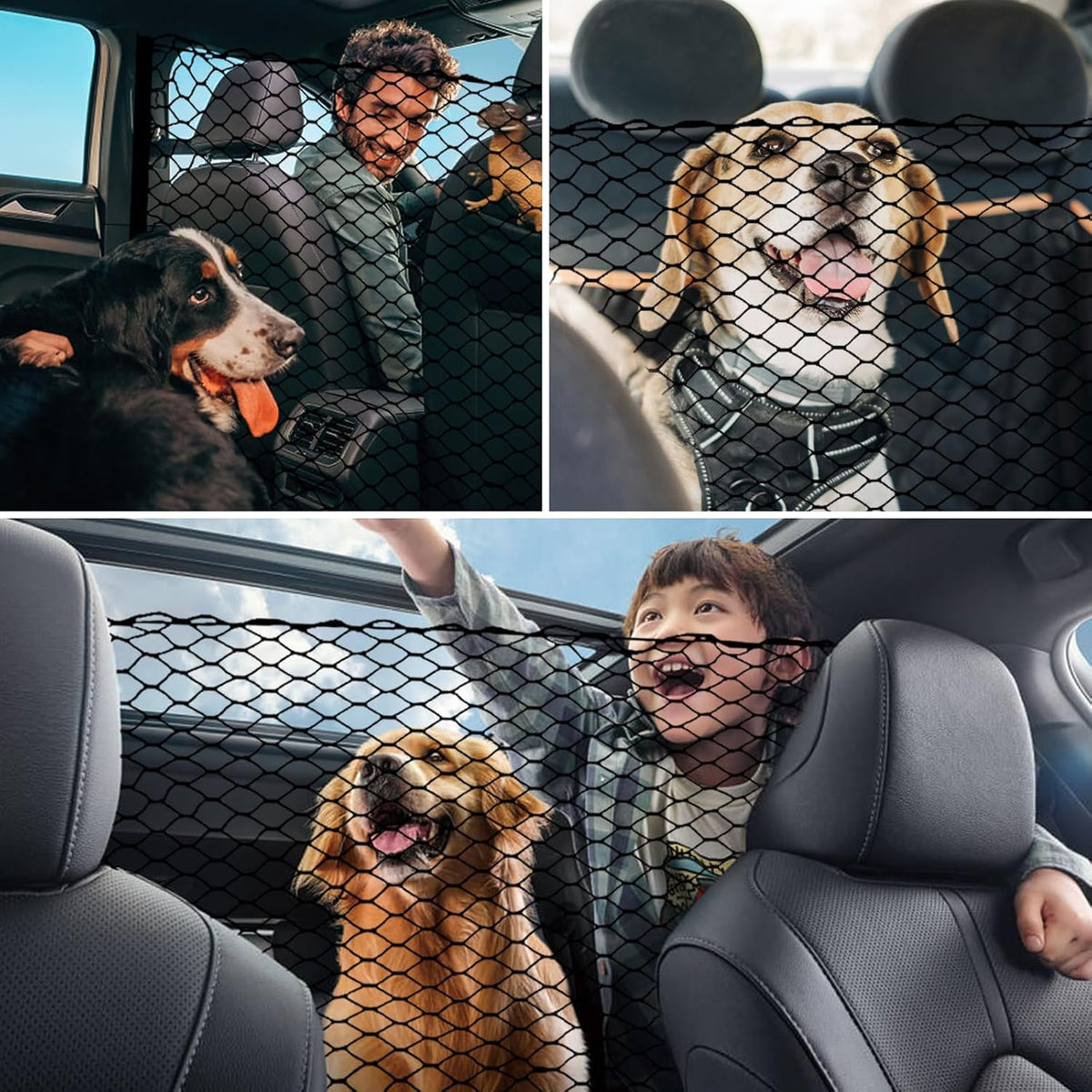 Dog Car Barrier 47" Wide for Trucks/Suvs/Full Sized Sedans Pet Restraint Car Backseat Divider Vehicle Gate Cargo Area Travel Trunk Mesh Net Screen Barricade