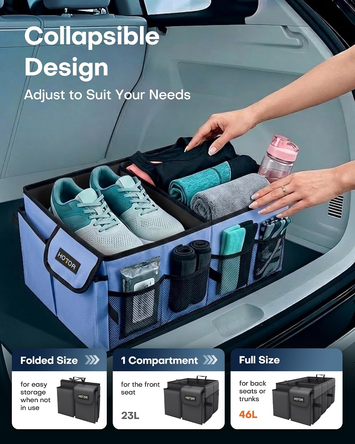 Trunk Organizer - Foldable Car Organizer for Suvs & Sedans Storage