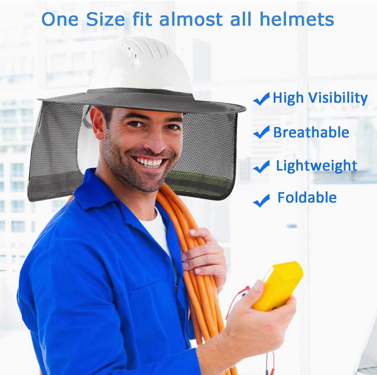 3 Pack Hard Hat Sunshield - Upgrade Full Brim Neck Sunshade Cover with Reflective Strip for Hardhats,Gray