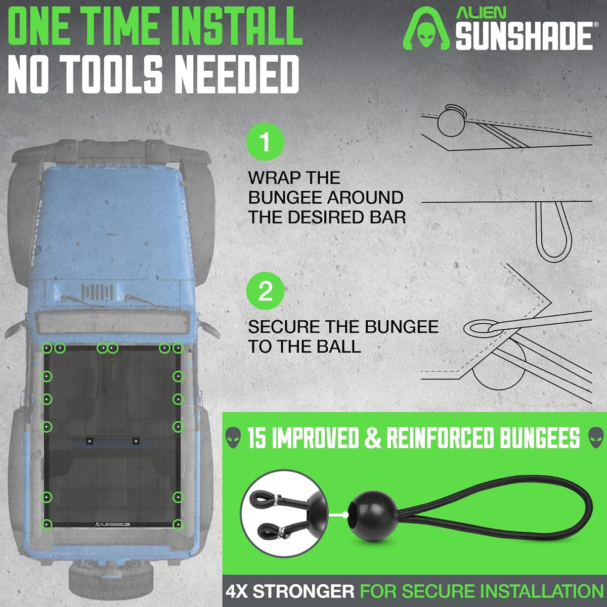 Jeep Wrangler JK 2 Door 2007-2018 Full Length Mesh Sun Shade