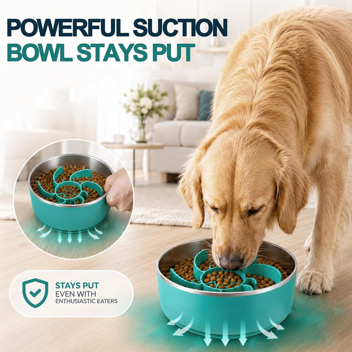 6-In-1Stainless Steel Slow Feeder Dog Bowls, Feeder Dog Bowls Large Breed