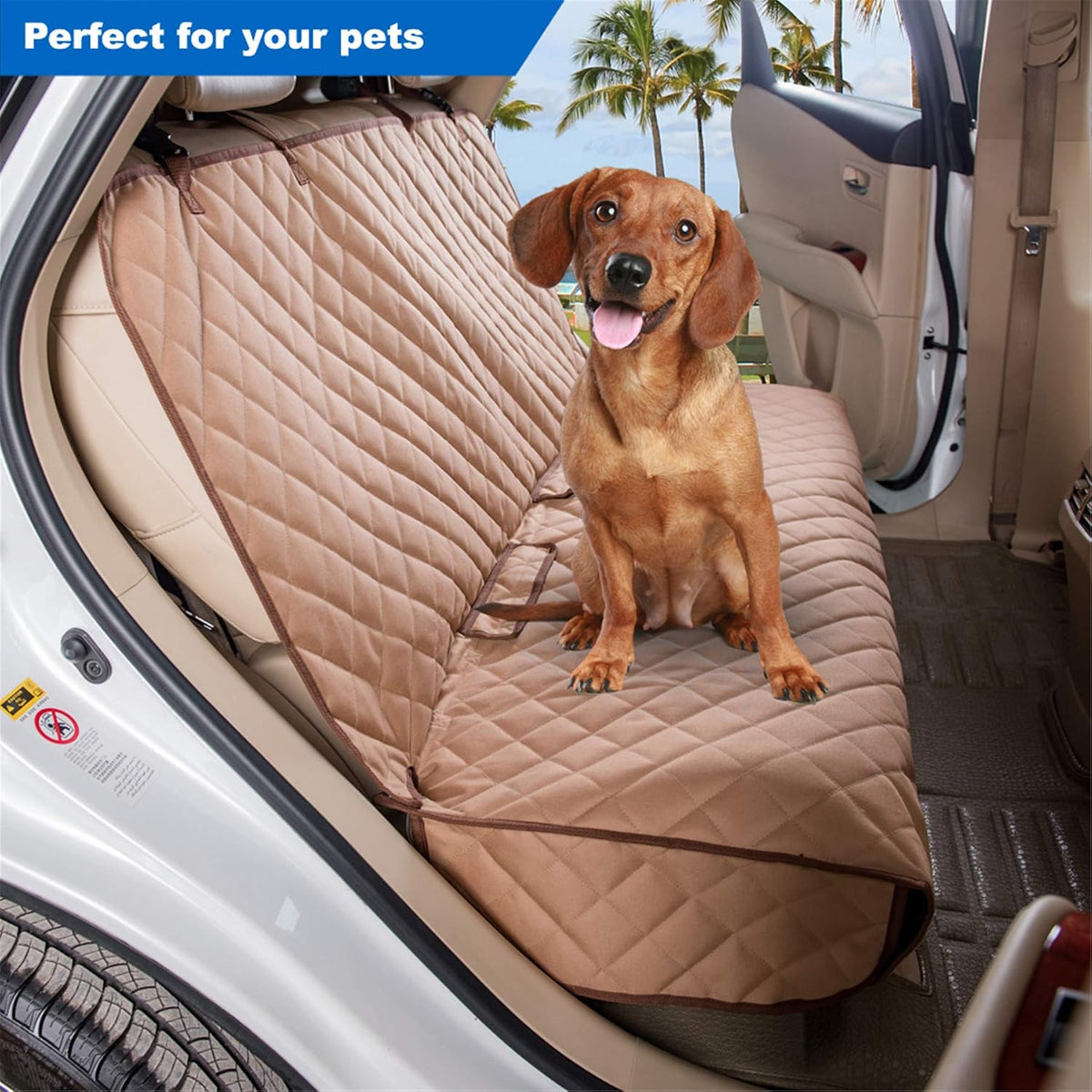 Bench Car Seat Cover Protector, Waterproof Heavy-Duty, Tan