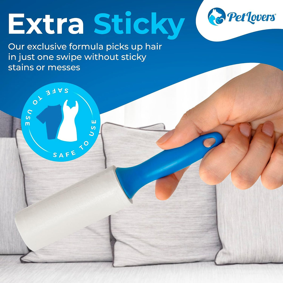 Extra Sticky Lint Roller Mega Value Set for Pet Hair Removal, Dog and Cat Lint Remover (6 Pack Mini Refills)