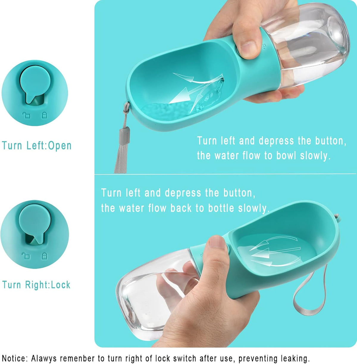 Dog Water Bottle Portable with Food Container & Filter for Travel