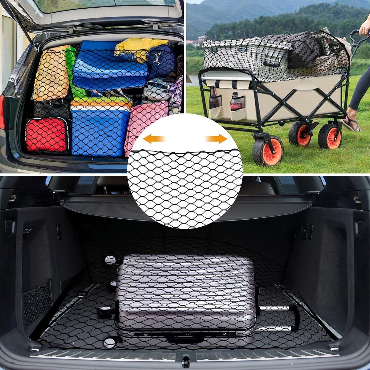 Dog Car Barrier 47" Wide for Trucks/Suvs/Full Sized Sedans Pet Restraint Car Backseat Divider Vehicle Gate Cargo Area Travel Trunk Mesh Net Screen Barricade