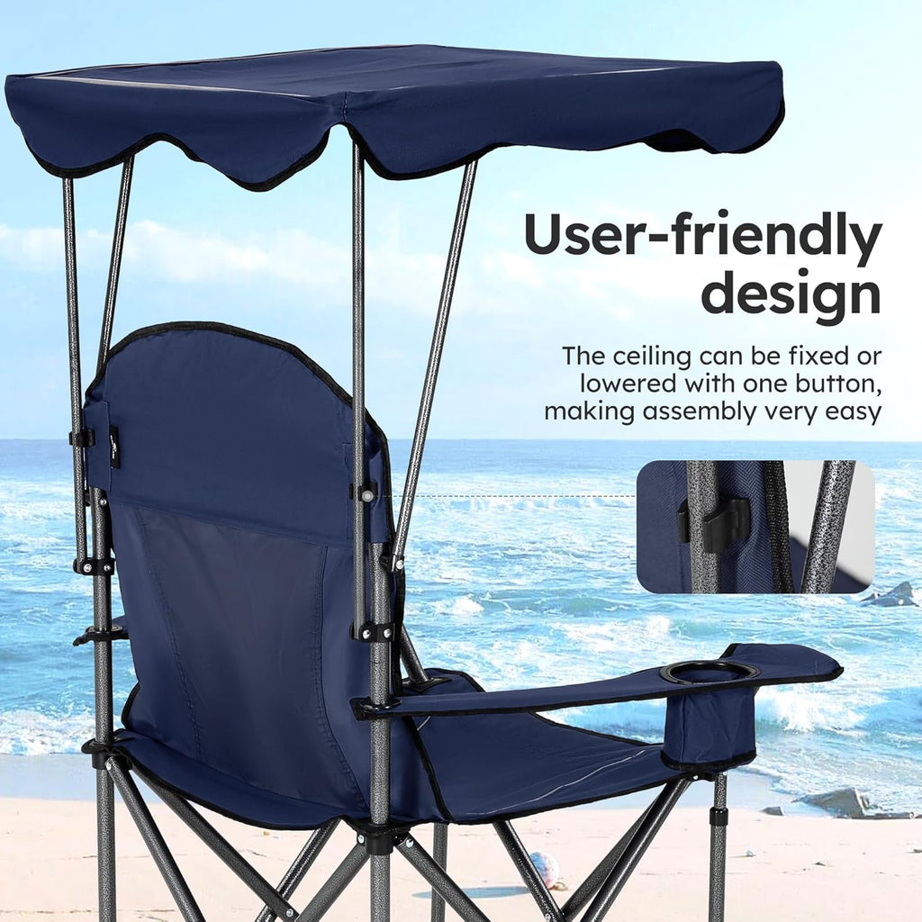 Heavy Duty Canopy Camping Chairs with Adjustable Sunshade