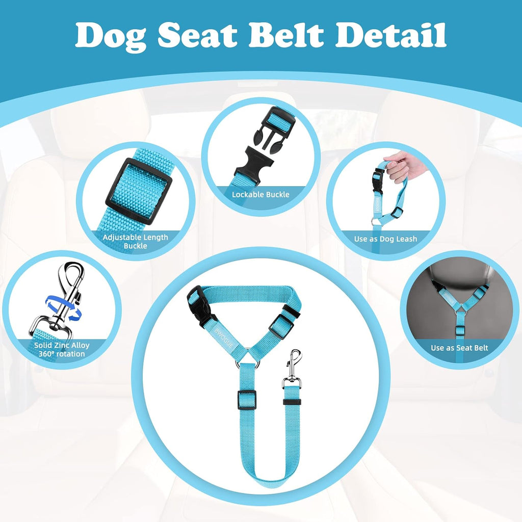 2 Pack Dog Seat Belt for Car, Headrest Restraint Nylon Safety Straps