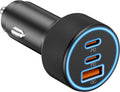 Car Charger USB C, 3 Port 67W Dual USB-C & USB-A Car Phone Charger Adapter