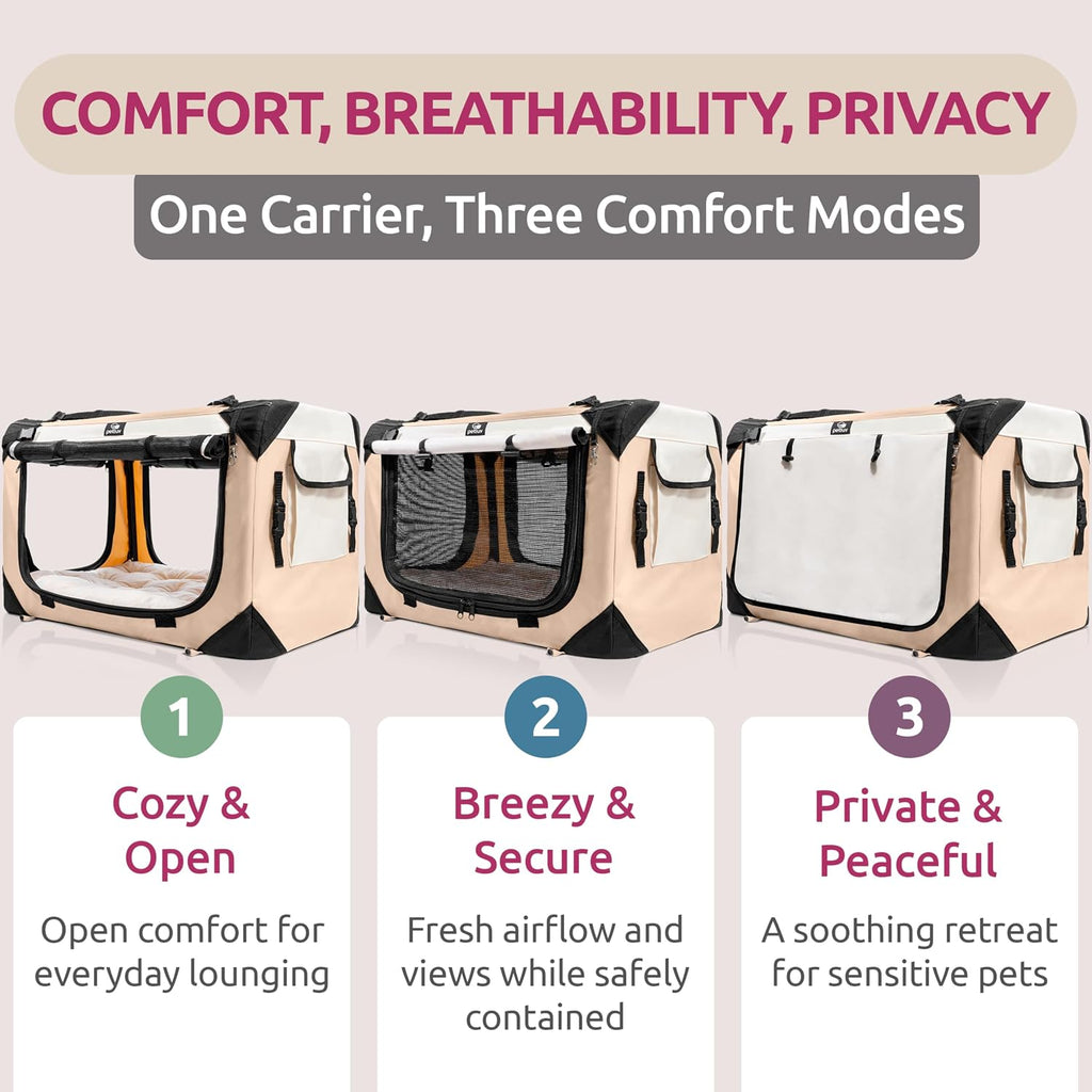 Cat & Dog Carrier, Fits Most Cats or Small Dog Comfortably, Medium, Tan