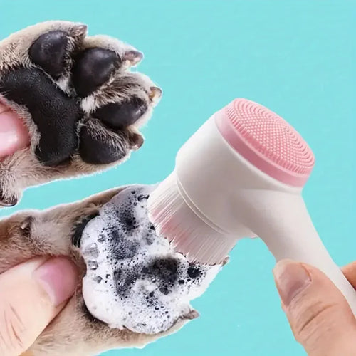 1Pc- Silicone Pet Paw Cleaner & Massage Brush - Dual-Sided Dog Grooming Tool for Healthy Coats and Claws