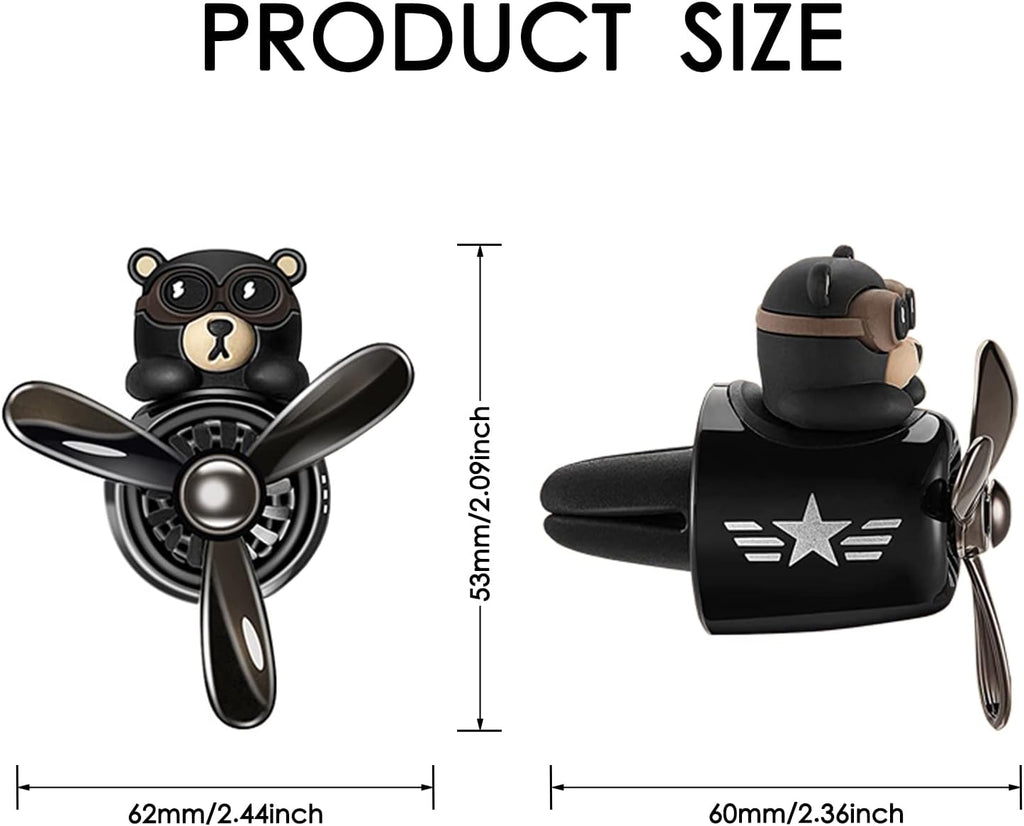 Car Air Fresheners Pilot Bear Cute Car Diffuser Rotating Propeller Cartoon Automotive Air Outlet Car Perfume Decoration (Pilot Bear)