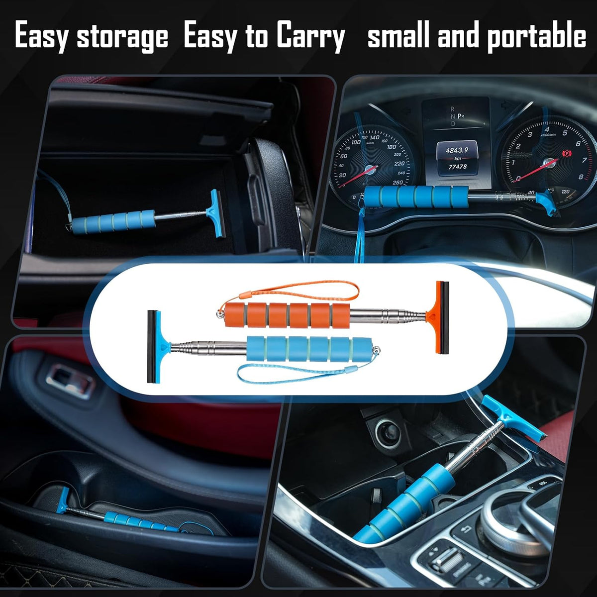 Side Mirror Squeegee, 2 PCS Car Mirror Squeegee, Retractable Car Rearview Mirror Wiper for All Vehicles, Universal Automotive Accessories