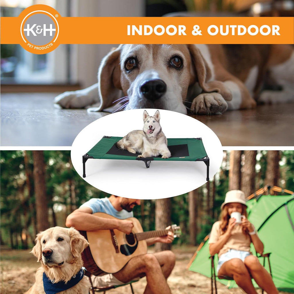 K&H Outdoor Elevated Dog Bed for Large & X-Large Pets, Green, XL 50X32In