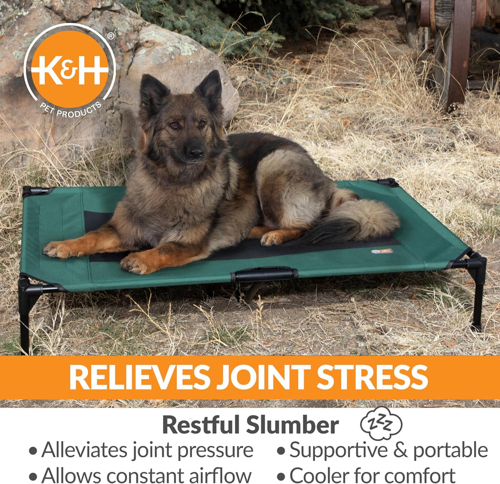 K&H Outdoor Elevated Dog Bed for Large & X-Large Pets, Green, XL 50X32In