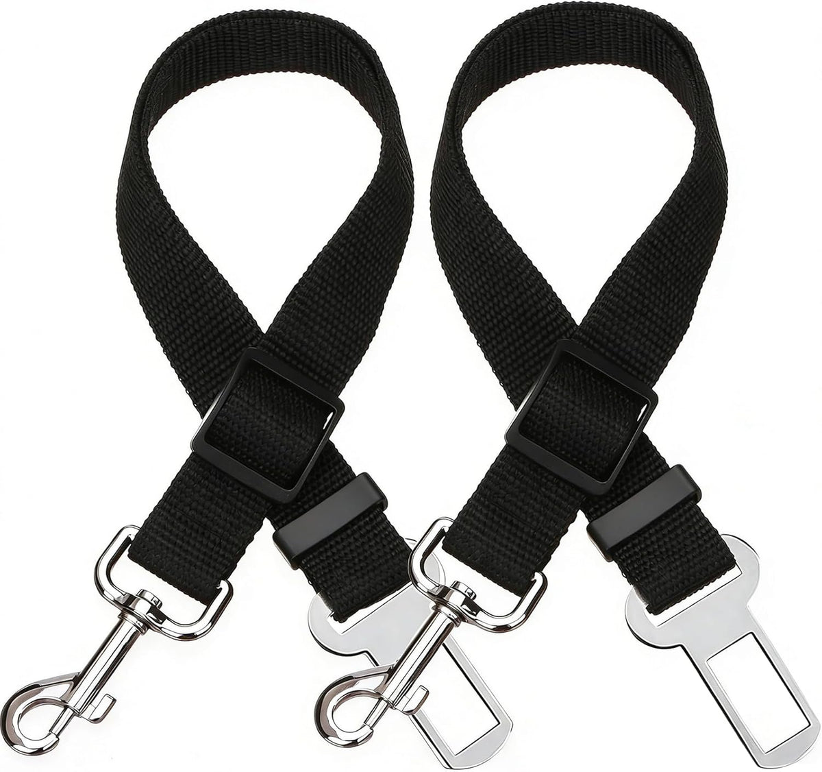 2 Packs Adjustable Length Pet Dog Cat Car Seat Belt Pet Seat Belt Pet Accessories for Dogs Cats and Pets (Black)