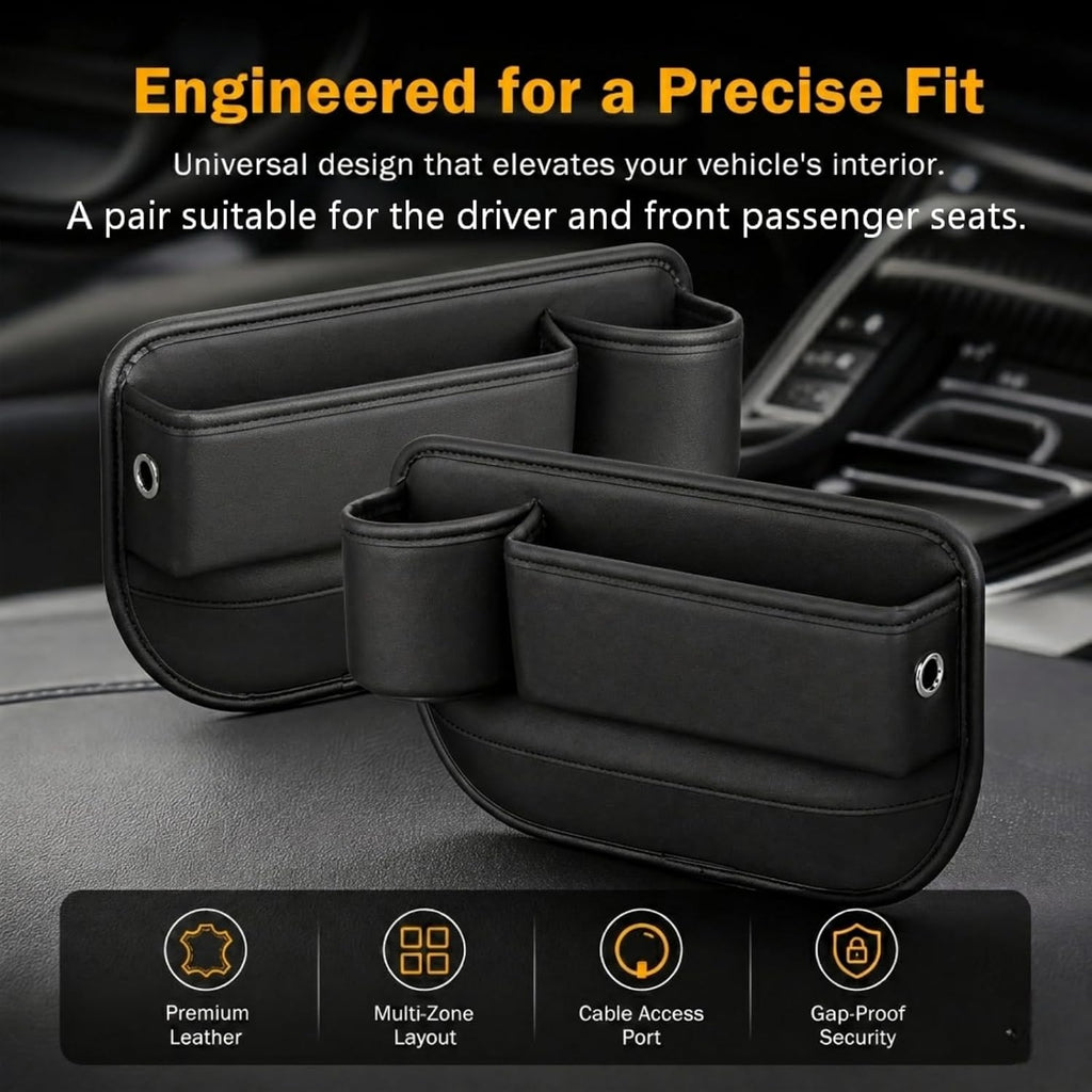 2 Pcs Leather Car Seat Gap Organizer Filler with Cup Holder