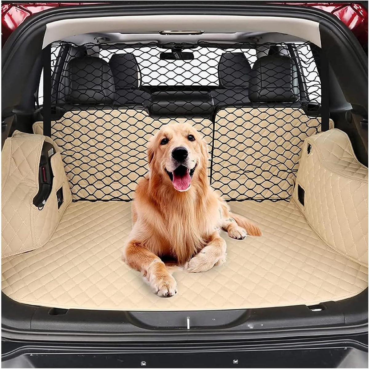 Dog Car Barrier 47" Wide for Trucks/Suvs/Full Sized Sedans Pet Restraint Car Backseat Divider Vehicle Gate Cargo Area Travel Trunk Mesh Net Screen Barricade