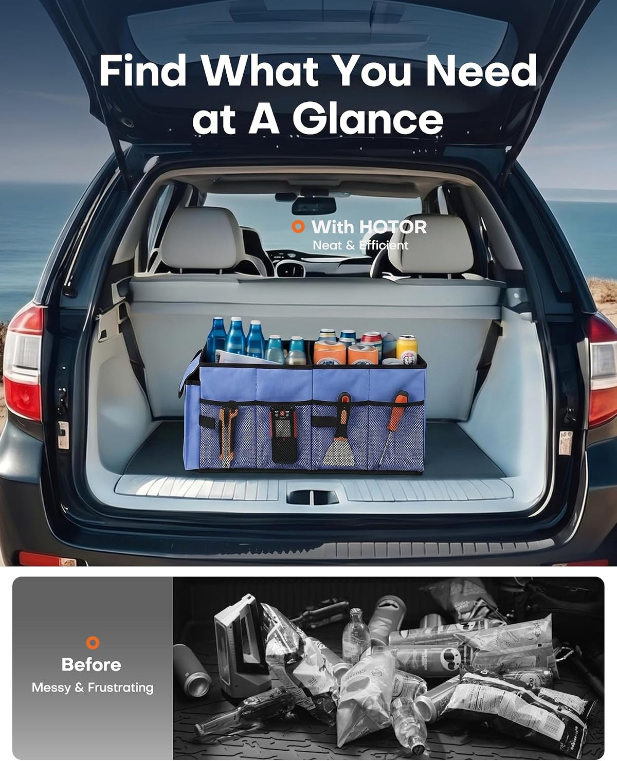 Trunk Organizer - Foldable Car Organizer for Suvs & Sedans Storage