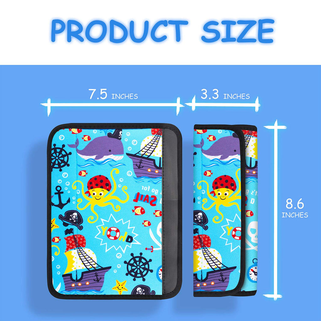 Seat Belt Cover for Kids, Soft Comfort Seat Belt Cushion for Children, Cute Cartoon Pattern Car Seat Belt Pads Cover for Girls and Boys, 1 Pack, Pirate