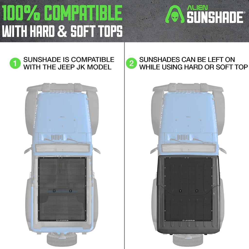 Jeep Wrangler JK 2 Door 2007-2018 Full Length Mesh Sun Shade