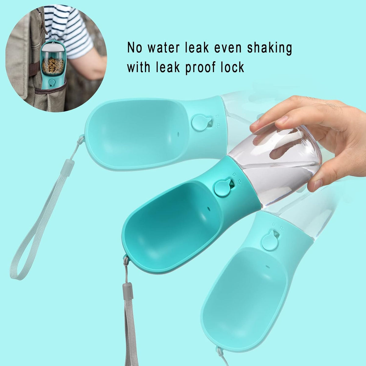 Dog Water Bottle Portable with Food Container & Filter for Travel