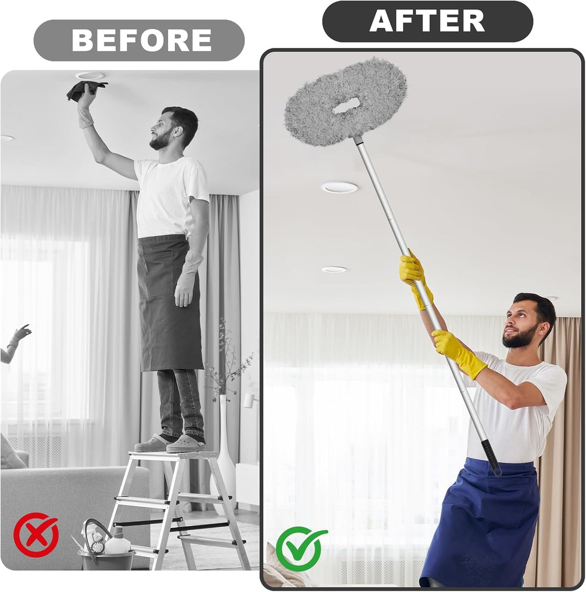 Ceiling Fan Cleaner Duster, Adjustable Microfiber Duster, Gray