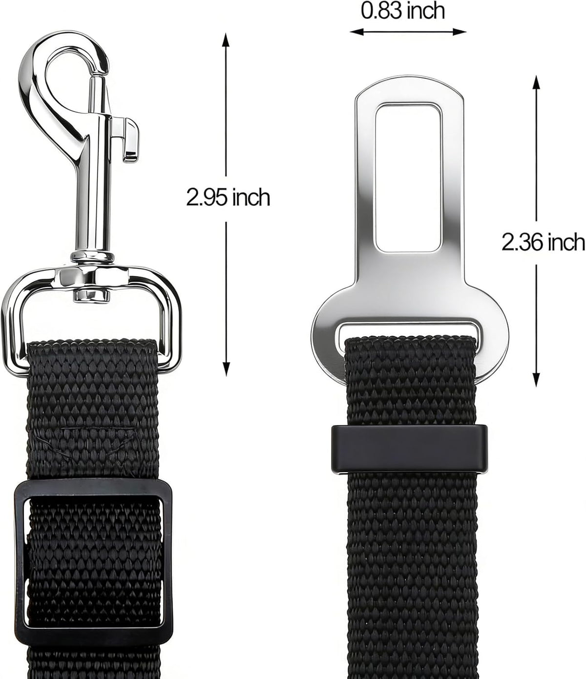 2 Packs Adjustable Length Pet Dog Cat Car Seat Belt Pet Seat Belt Pet Accessories for Dogs Cats and Pets (Black)