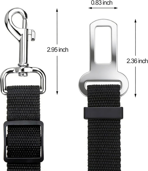 2 Packs Adjustable Length Pet Dog Cat Car Seat Belt Pet Seat Belt Pet Accessories for Dogs Cats and Pets (Black)