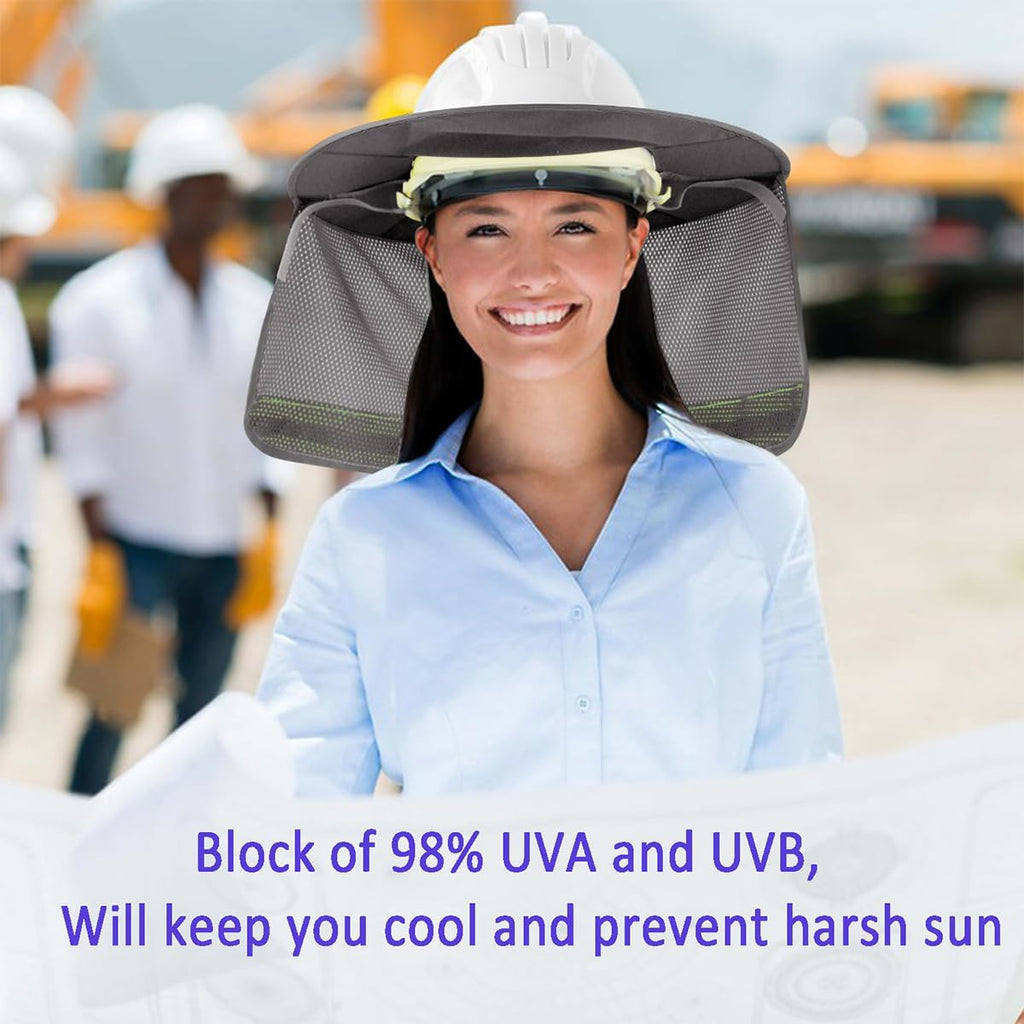 3 Pack Hard Hat Sunshield - Upgrade Full Brim Neck Sunshade Cover with Reflective Strip for Hardhats,Gray