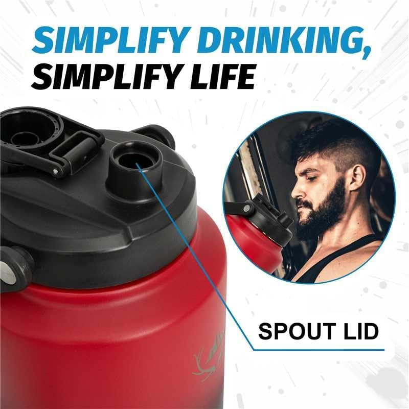 1 Gallon (128Oz) Insulated Water Bottle Jug with Carrier Bag