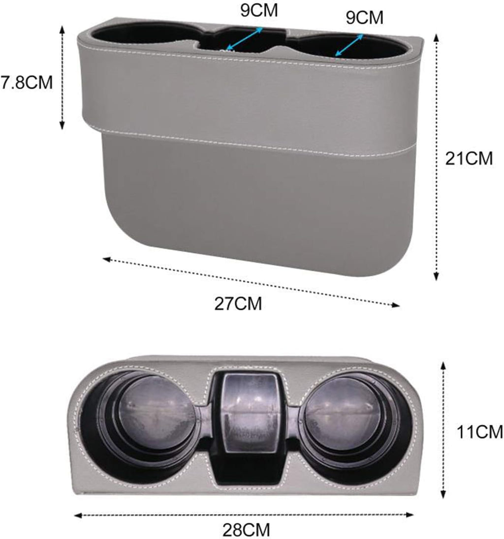 Car Seat Gap Filler Organizer with Cup Holder, Gray