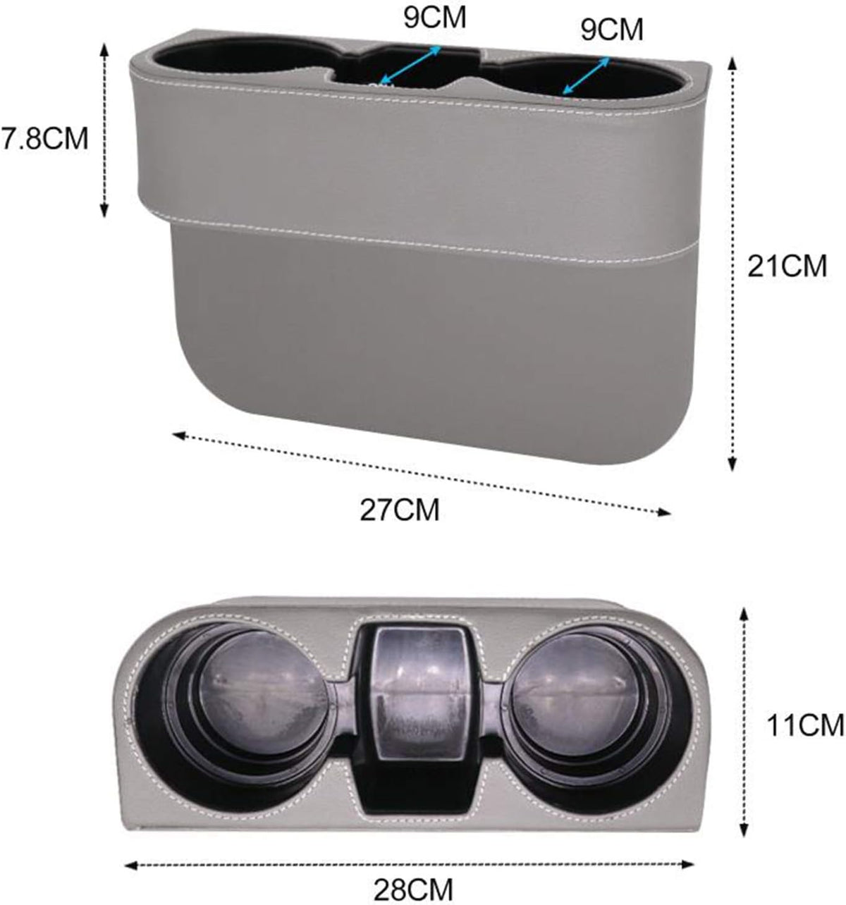 Car Seat Gap Filler Organizer with Cup Holder, Gray