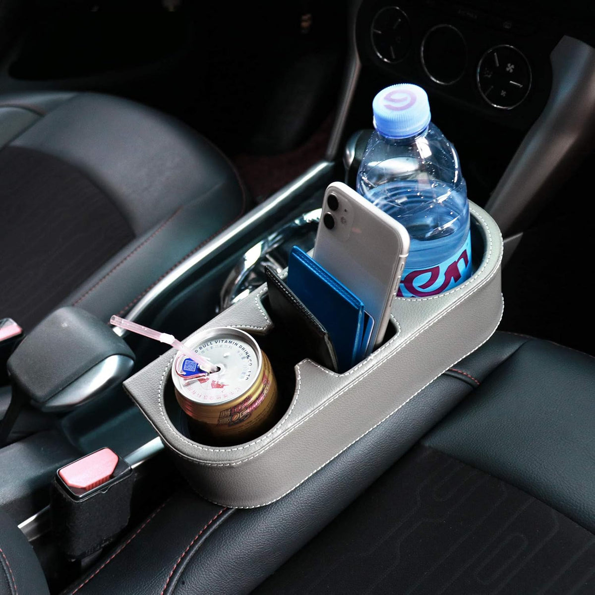Car Seat Gap Filler Organizer with Cup Holder, Gray