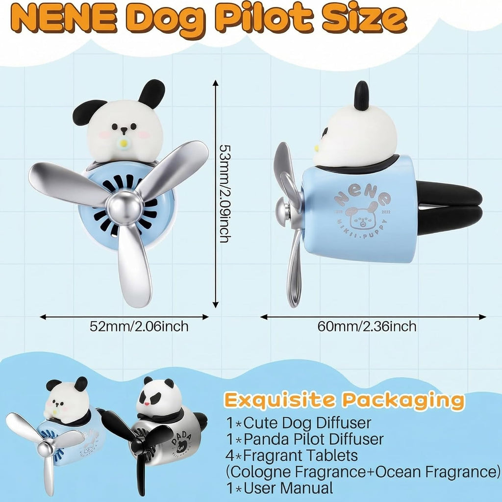2 Pack Car Air Freshener Dog & Panda Vent Clip Diffuser