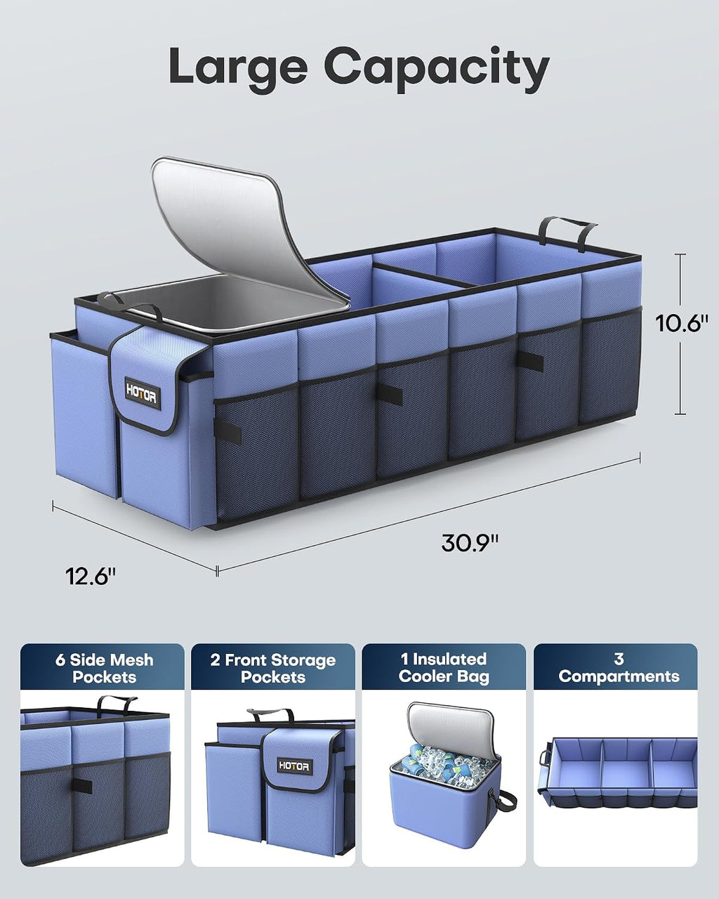 Trunk Organizer, Sturdy Foldable with Cooler for Car, Sudan & SUV