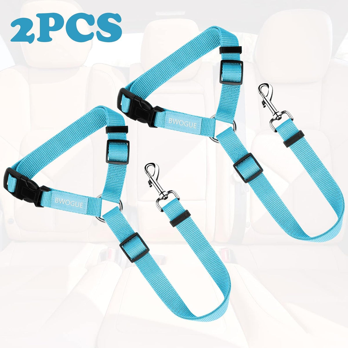 2 Pack Dog Seat Belt for Car, Headrest Restraint Nylon Safety Straps