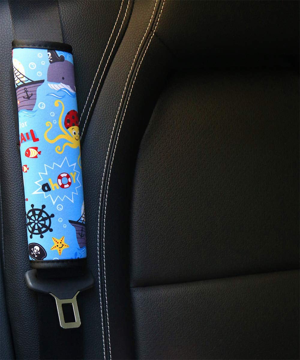 Seat Belt Cover for Kids, Soft Comfort Seat Belt Cushion for Children, Cute Cartoon Pattern Car Seat Belt Pads Cover for Girls and Boys, 1 Pack, Pirate