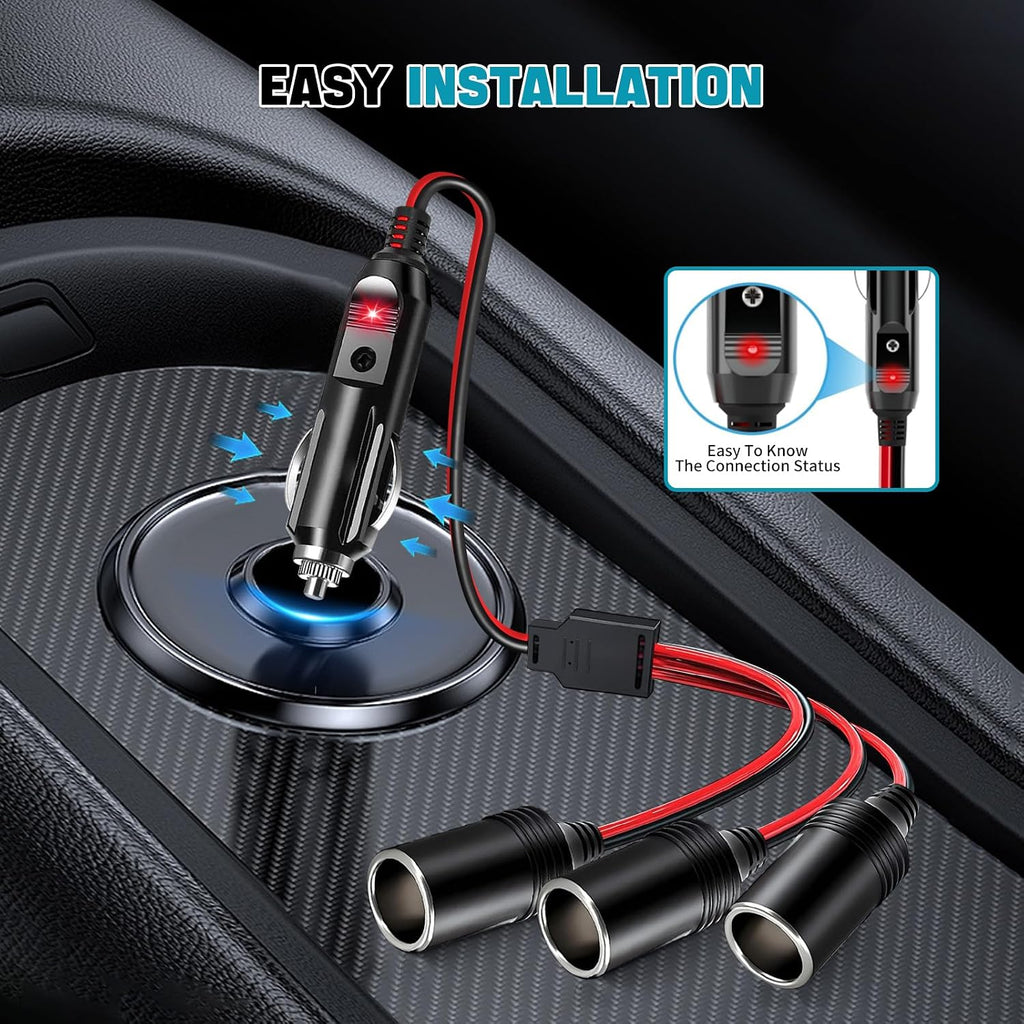 Car Cigarette Lighter Splitter, 12V Splitter,1 to 3 Socket,12V 24V Plug Adapter