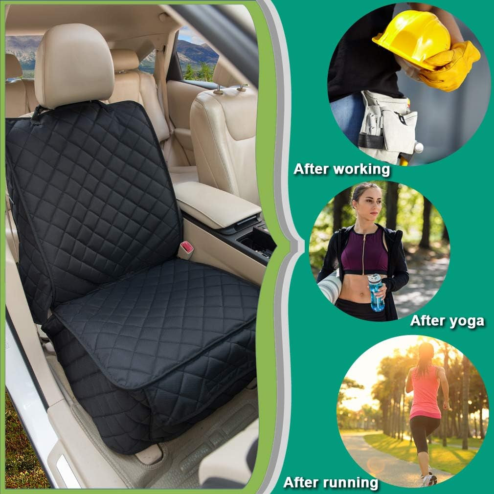 Waterproof Front Seat Cover Dog Car Seat Covers Nonslip and Full Protection with Side Flaps Fits Most Cars, Trucks, Suvs(Black, 2Pack)