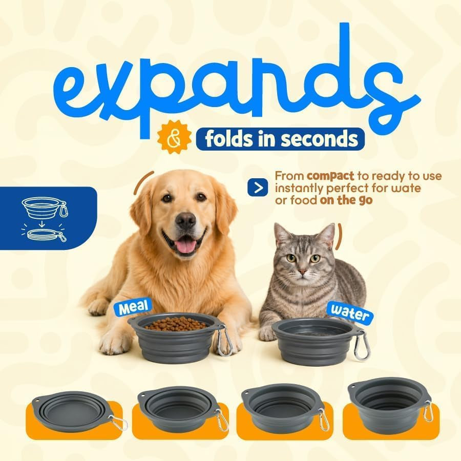 Collapsible Dog Bowls 28Oz, Silicone Travel Dog Bowls 2-Pack