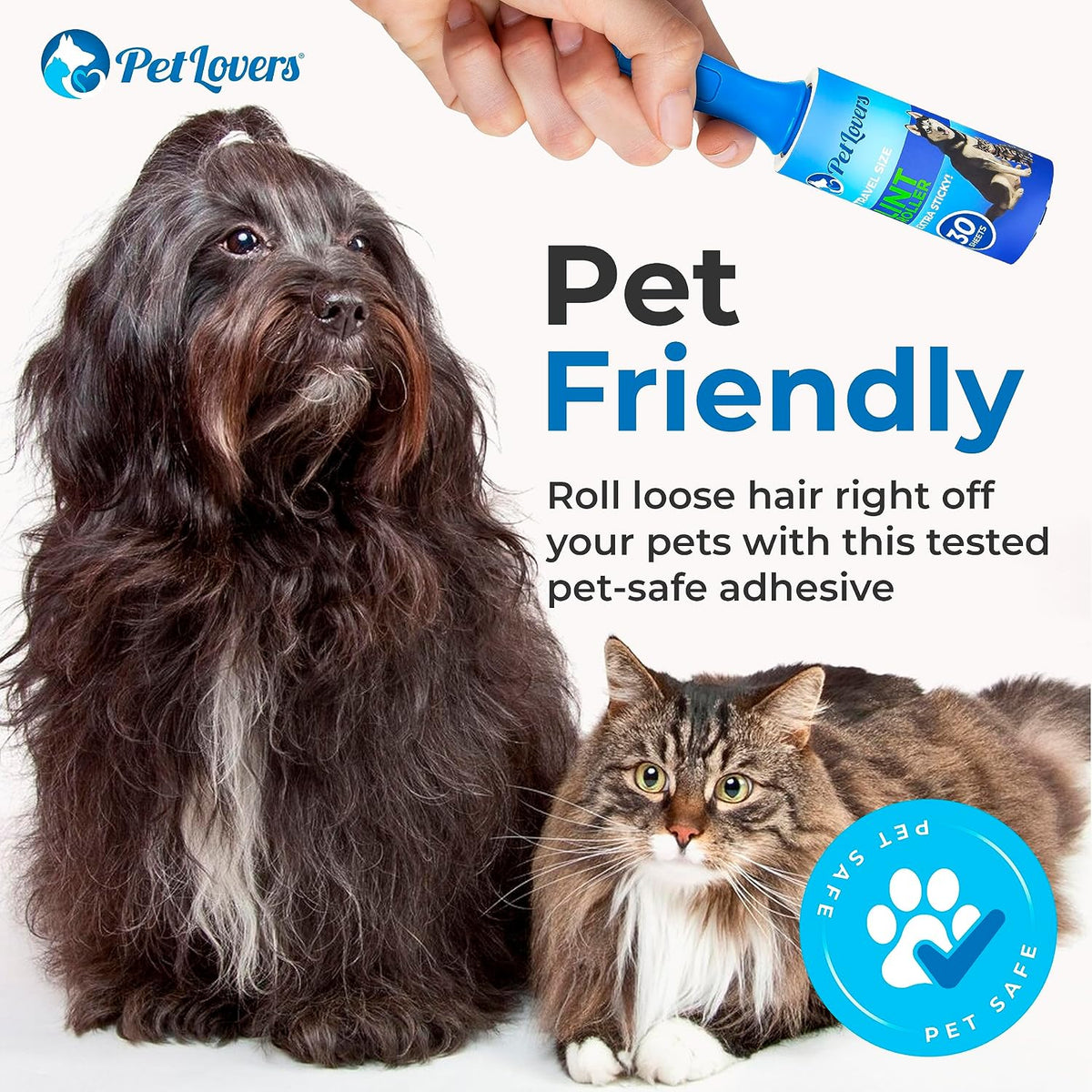 Extra Sticky Lint Roller Mega Value Set for Pet Hair Removal, Dog and Cat Lint Remover (6 Pack Mini Refills)