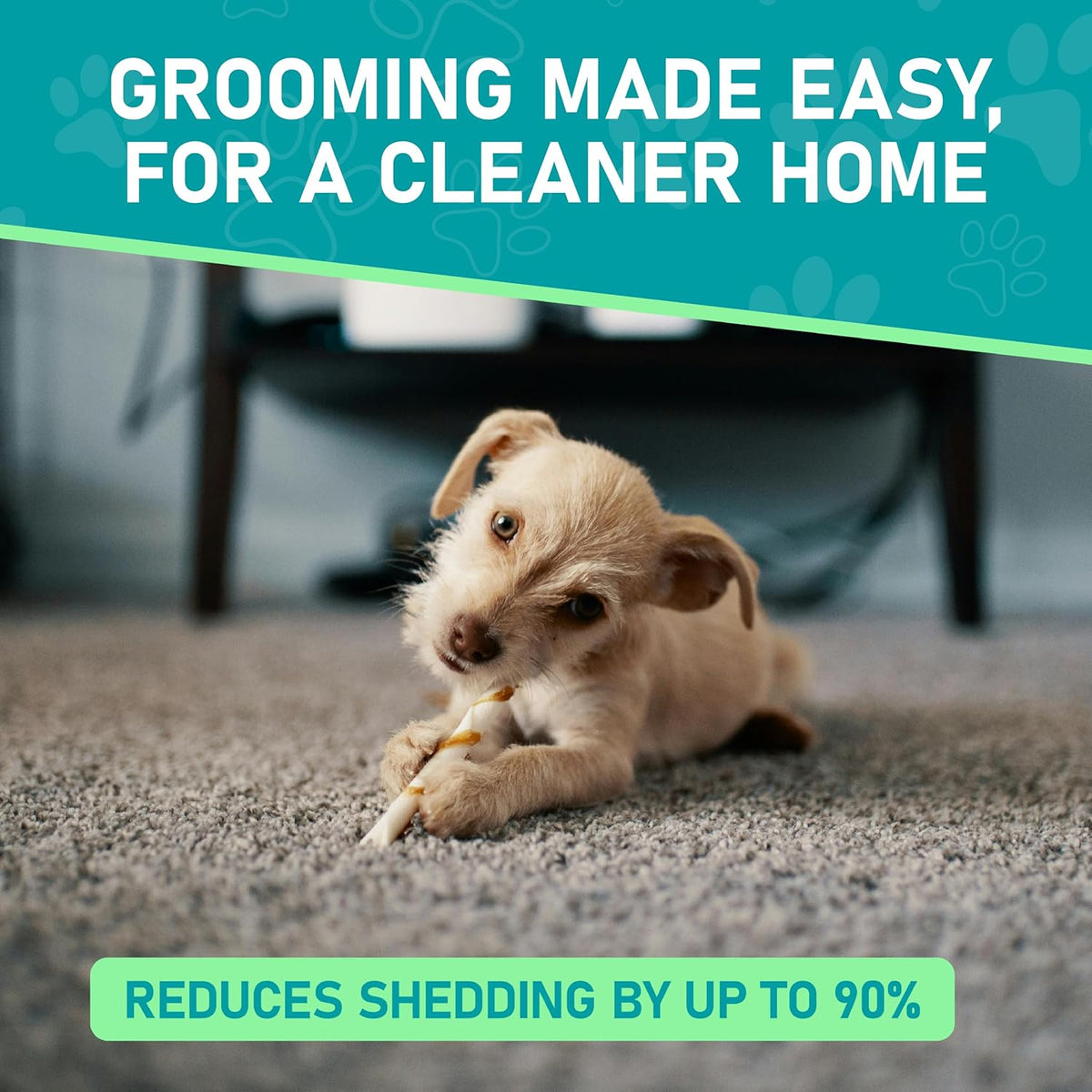 Pet Grooming Brush - Double Sided Shedding, Dematting Undercoat Rake for Dogs and Cats - Extra Wide Dog Grooming Brush - Yellow