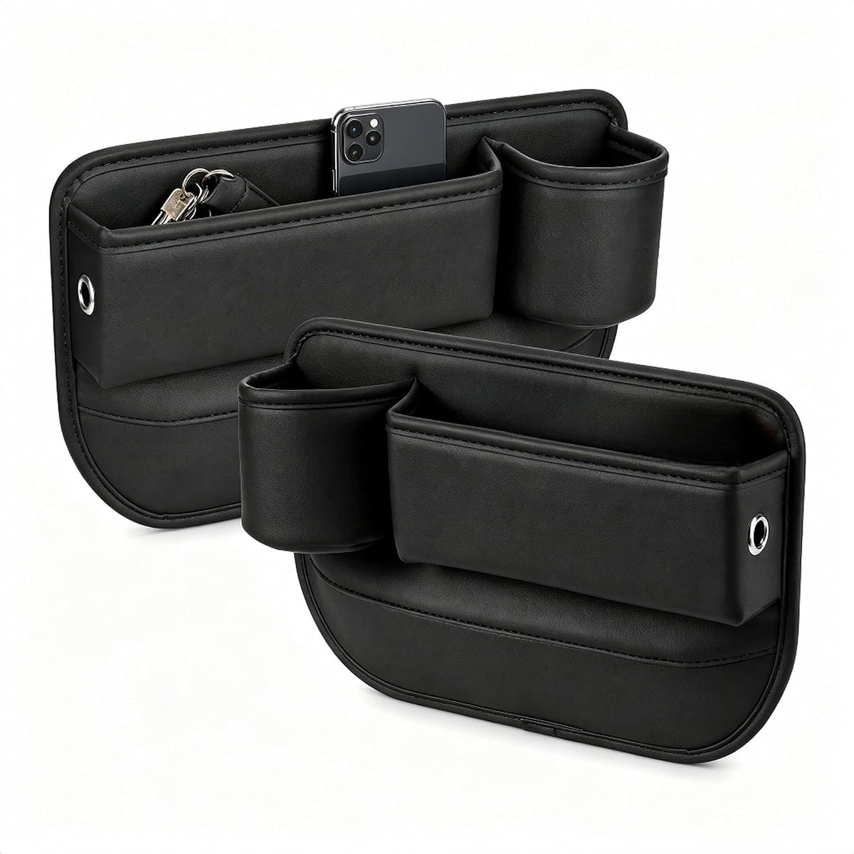 2 Pcs Leather Car Seat Gap Organizer Filler with Cup Holder