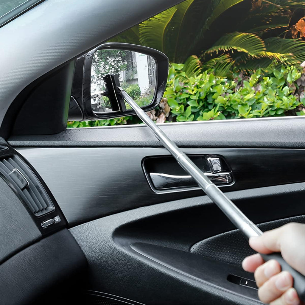 38.6 Inch Telescopic Mirror Squeegee, Black Flag on Pink
