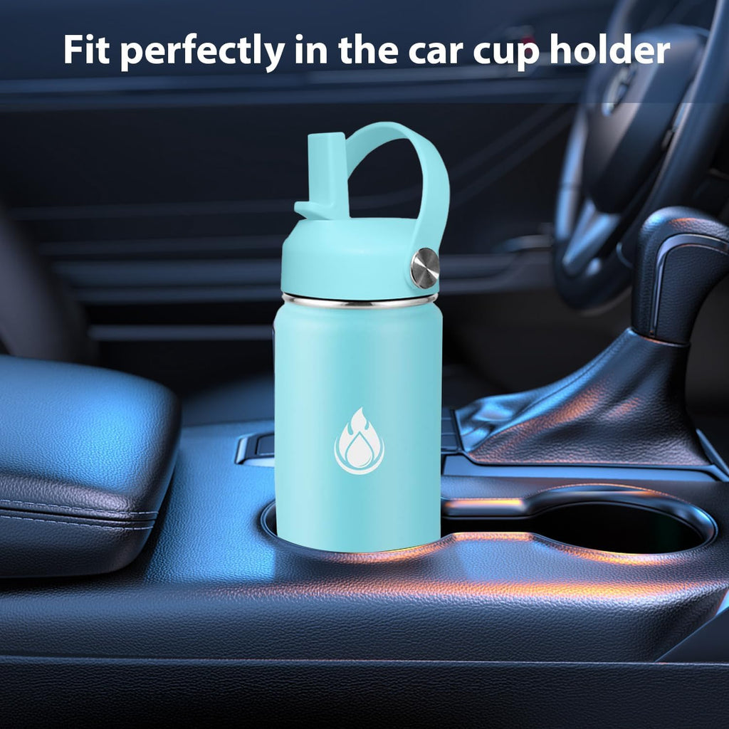 Stainless Steel Wide Mouth Water Bottle 32Oz Double Wall Vacuum Insulated Leak Proof Bottle with New Flex Straw Lid & Spout Lid