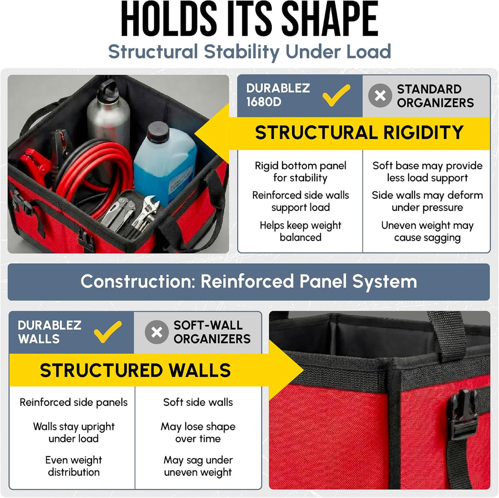 Car Trunk Organizer, Collapsible & Foldable, Red