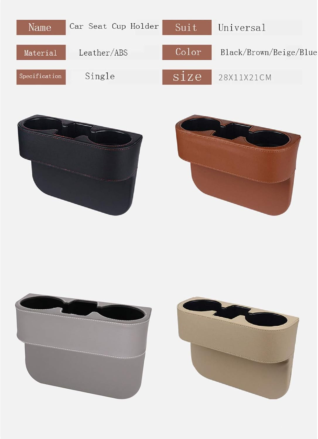 Car Seat Gap Filler Organizer with Cup Holder, Gray