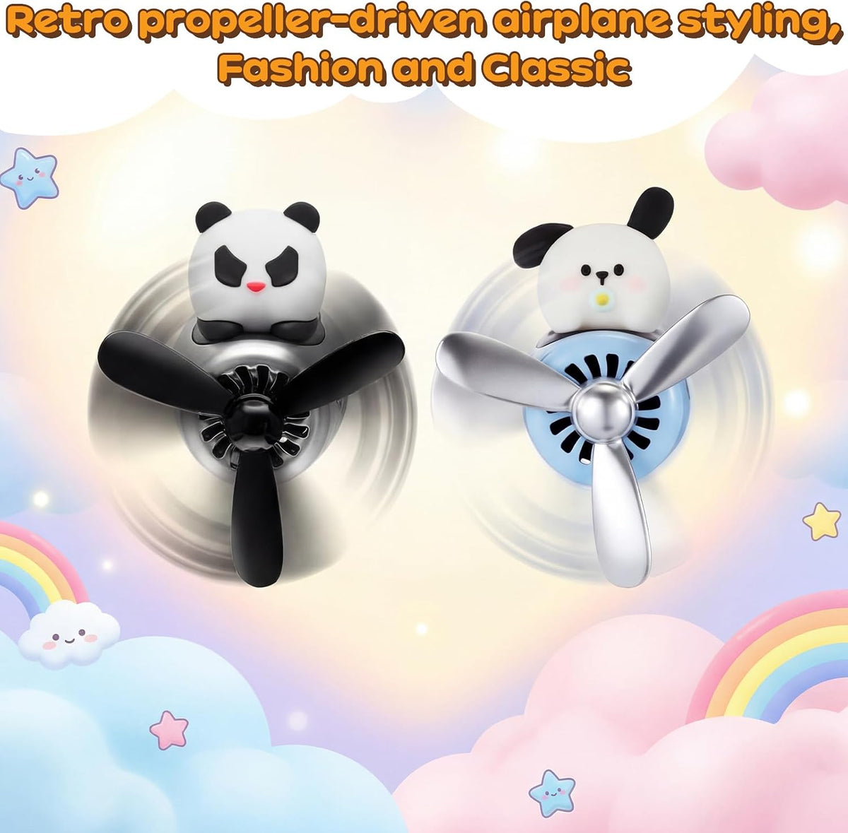 2 Pack Car Air Freshener Dog & Panda Vent Clip Diffuser