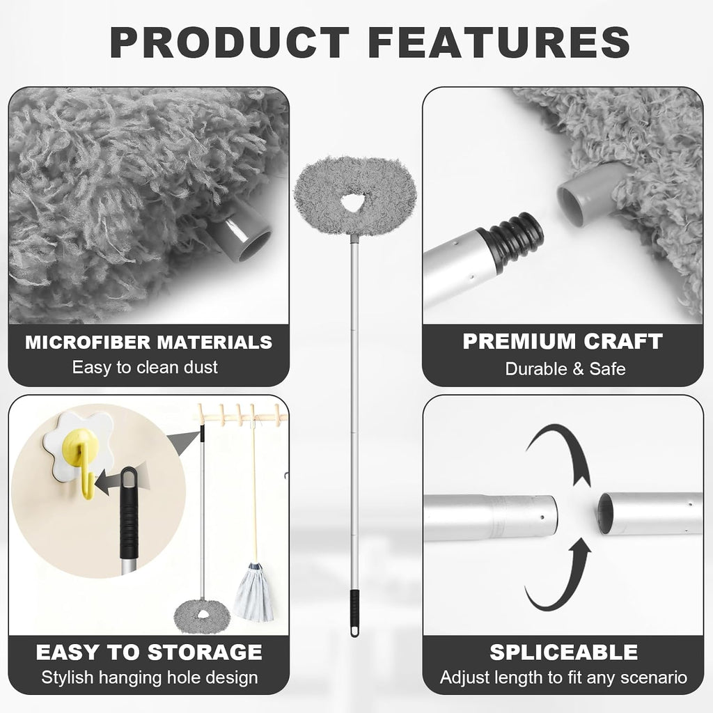 Ceiling Fan Cleaner Duster, Adjustable Microfiber Duster, Gray
