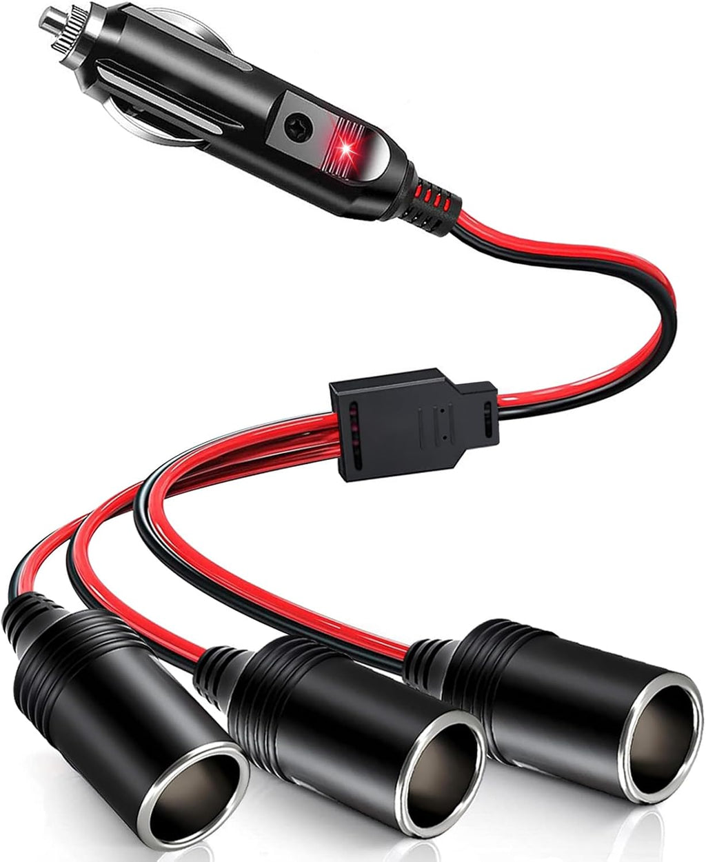 Car Cigarette Lighter Splitter, 12V Splitter,1 to 3 Socket,12V 24V Plug Adapter